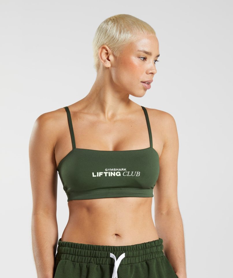 Women\'s Gymshark Social Club Bandeau Sports Bra Olive | NZ 2TWAFC